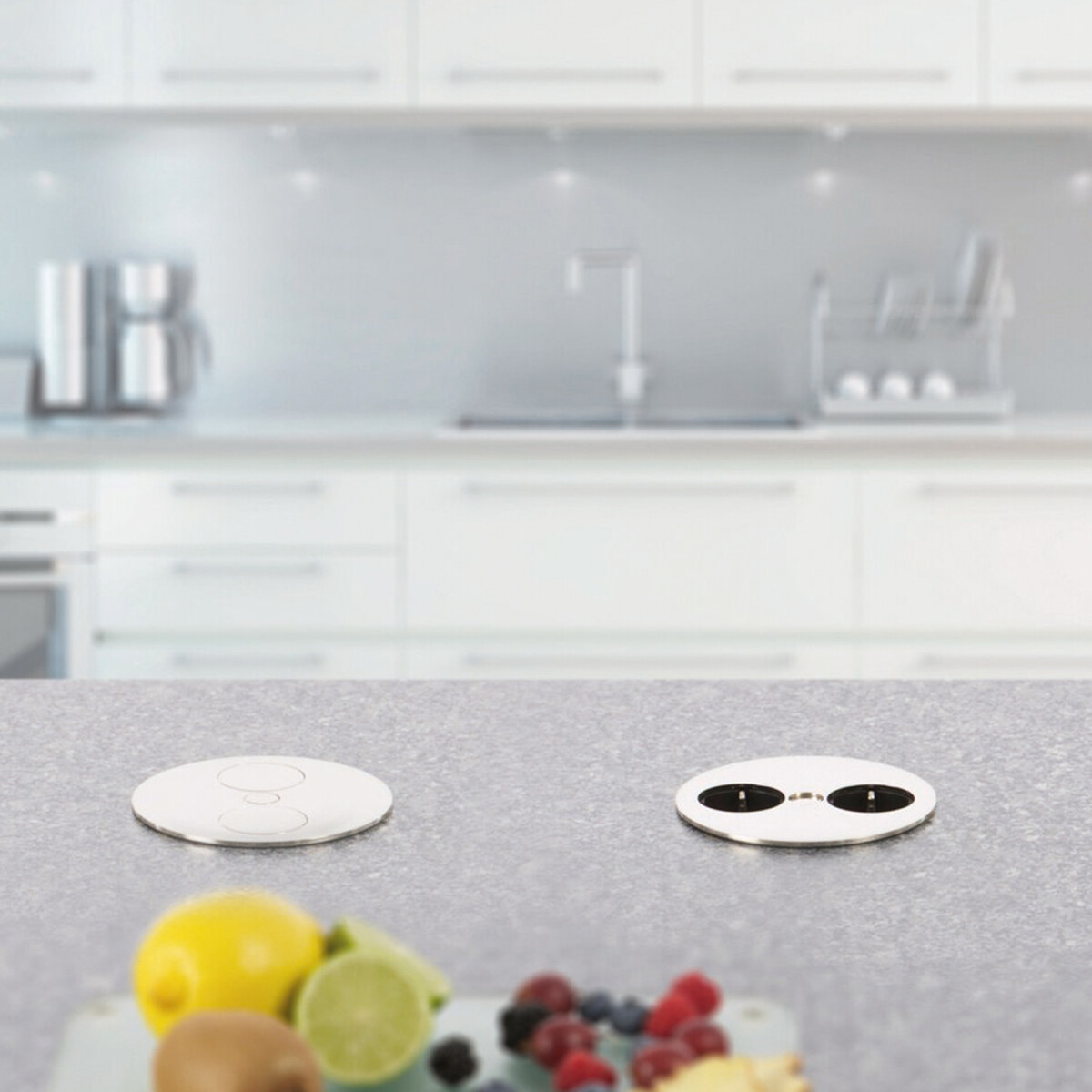 Twist Doppelsteckdose Edelstahlfinish 2fach