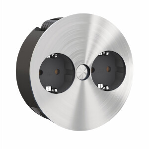 Twist Doppelsteckdose Edelstahlfinish 2fach