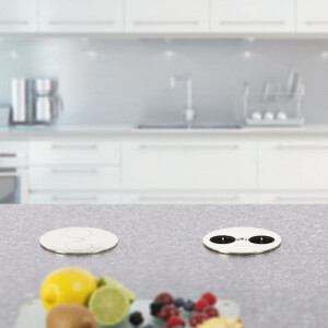 Twist Doppelsteckdose Edelstahlfinish 2fach
