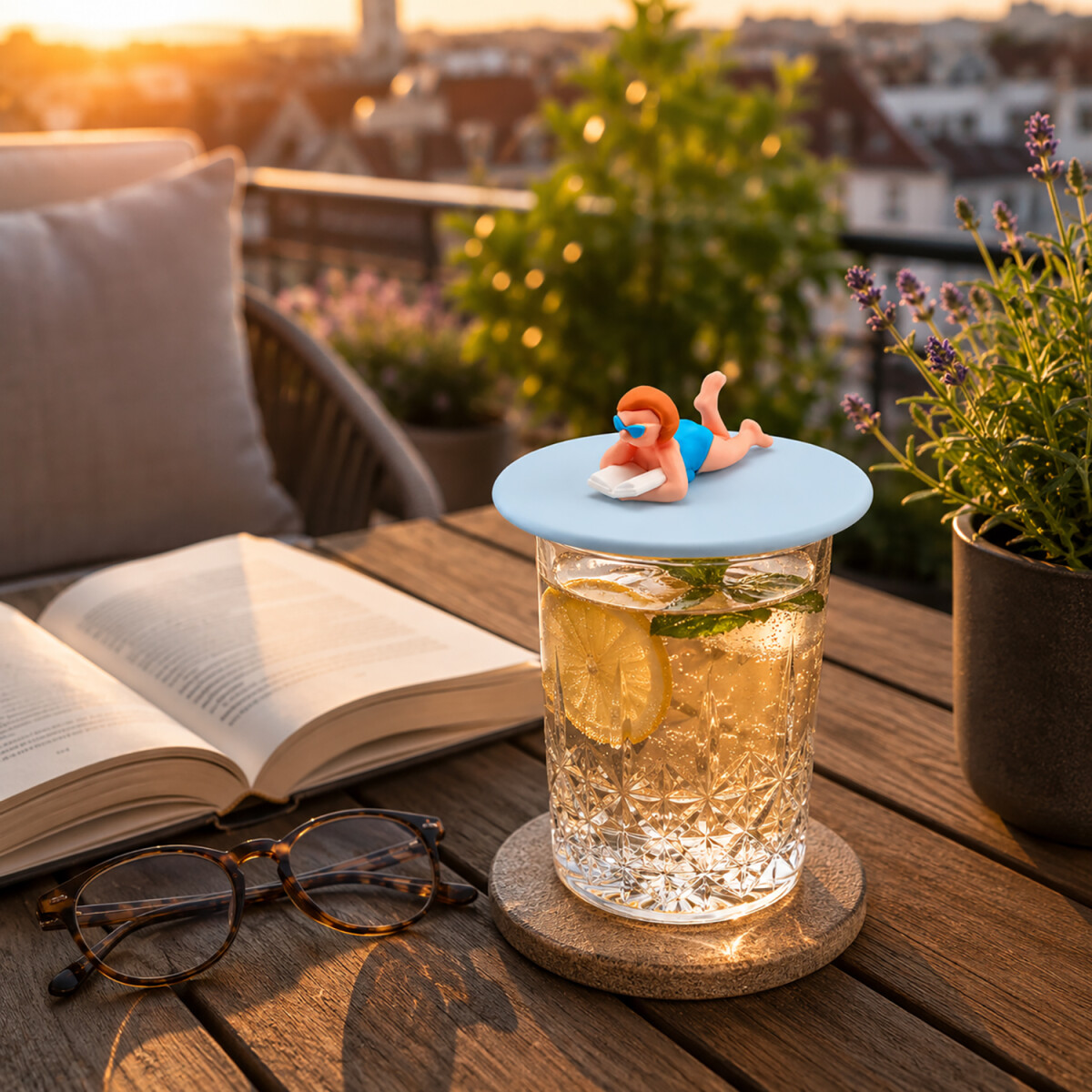 Original Berta Buch Glasdeckel aus Silikon als Getr&auml;nkeschutz