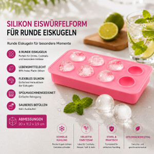 Flexible rosa Eisform f&uuml;r Cocktails und Sommerdrinks
