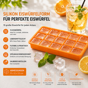 Flexible Silikon-Eisw&uuml;rfelform f&uuml;r 15 Eisw&uuml;rfel technische Angaben