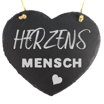 Schieferherz 20 x 17 cm mit Spruch "HERZENSMENSCH"