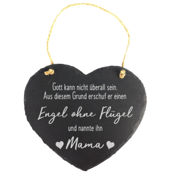 Schieferherz 20 x 17 cm mit Spruch &quot;Mama - Engel...