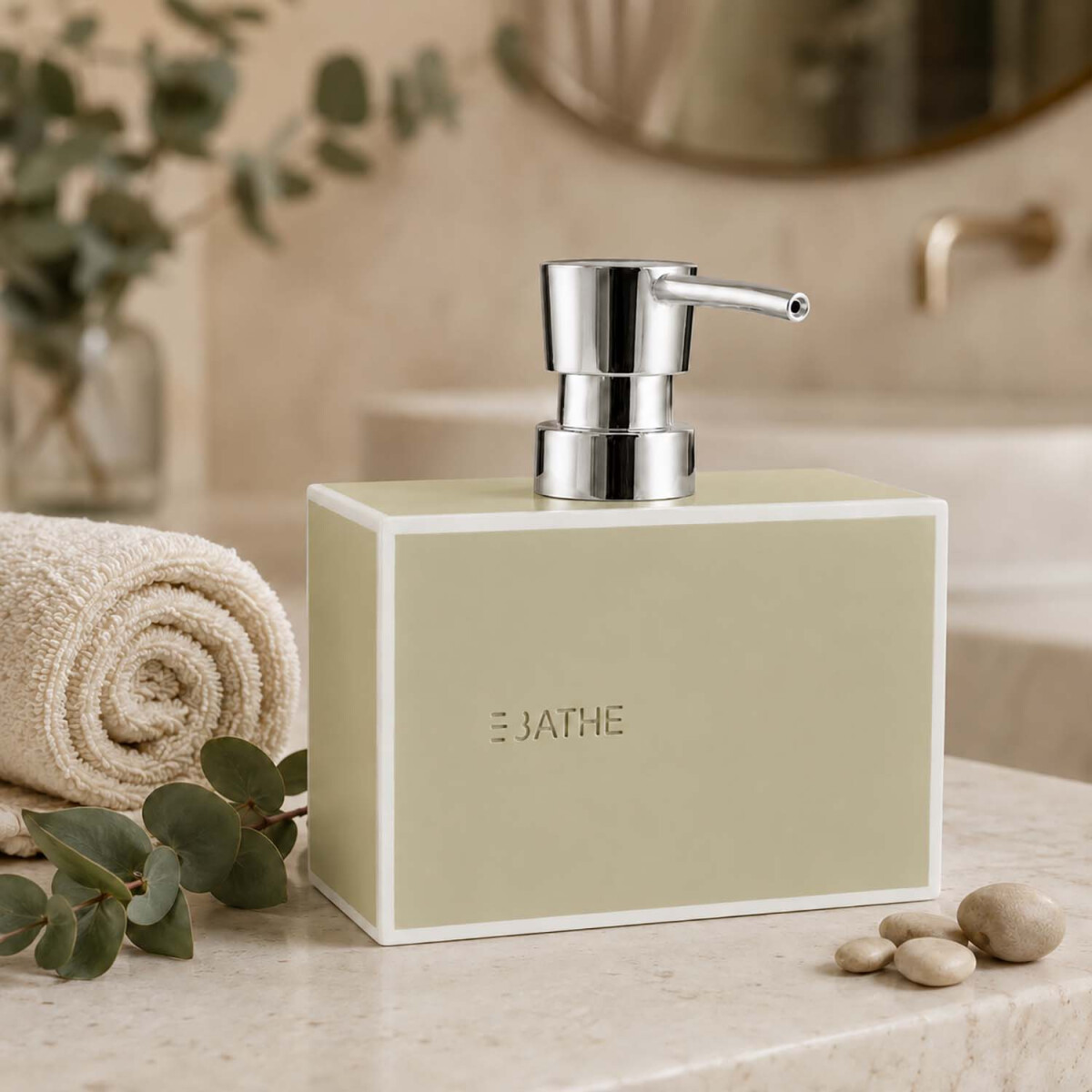 AWD Interior Seifenspender BATHE Hellbeige aus Polyresin 320 ml