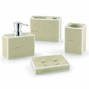 4-teiliges Badezimmer-Set BATHE Grau aus Polyresin