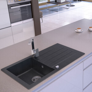 Granitsp&uuml;le Mojito 100 Schwarz 86 x 50 cm