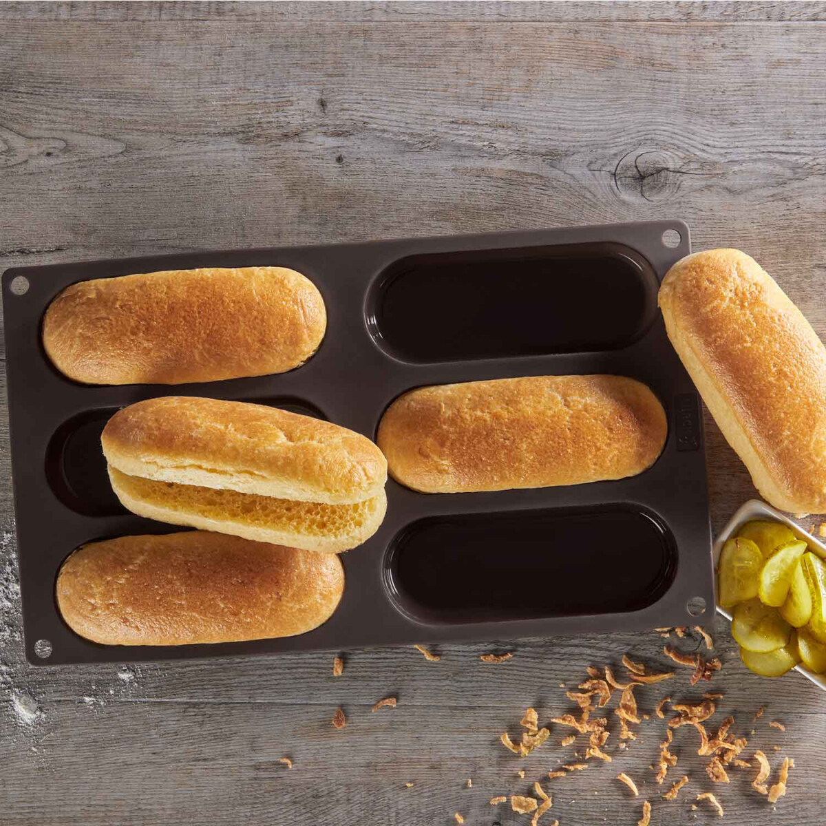 LURCH Hotdog Backform Silikon 6-fach Br&ouml;tchenbackform