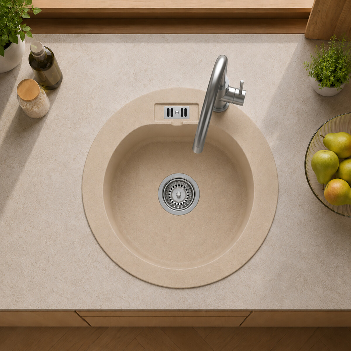 Granitsp&uuml;le Malibu 10 Rundsp&uuml;le Beige &Oslash; 510 mm
