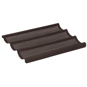 Baguette Backform 36x28,5 cm 3-fach braun Silikon