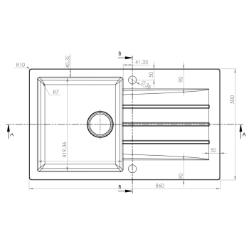 Set Granitsp&uuml;le Mojito 100 Weiss 86x50 cm + Armatur Drive 1 Hochdruck Chrom