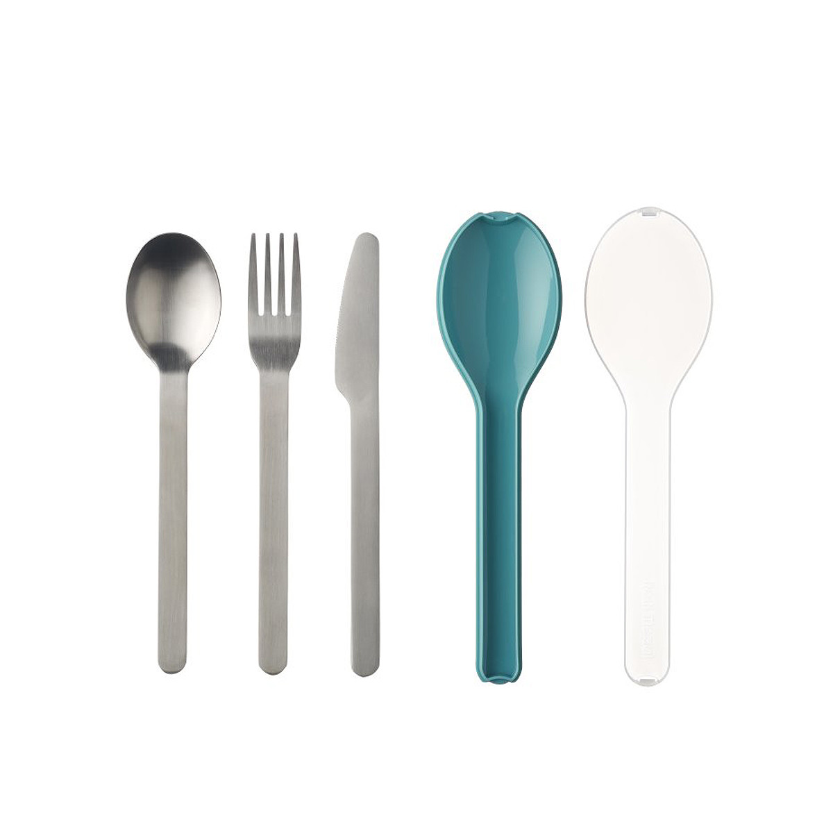 Besteckset Edelstahl Ellipse 3-teilig Nordic Green mit H&uuml;lle