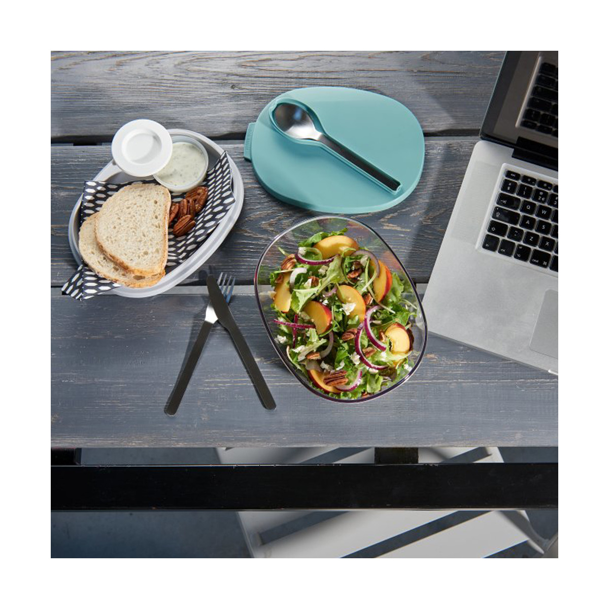 Besteckset Edelstahl Ellipse 3-teilig Nordic Green mit H&uuml;lle