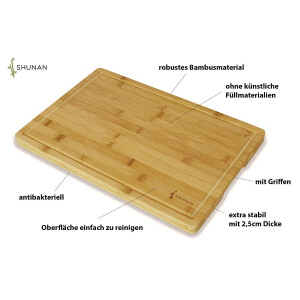 Antibakterielles Bambus Schneidbrett 45x30 cm mit Saftrille