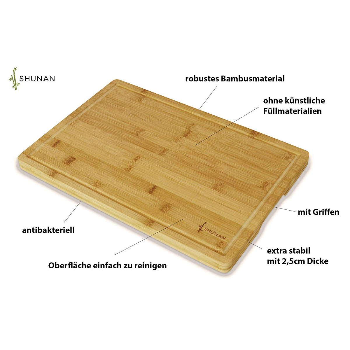 Bambus Schneidbrett B&uuml;ffel 45 x 30 cm mit Wunschnamen