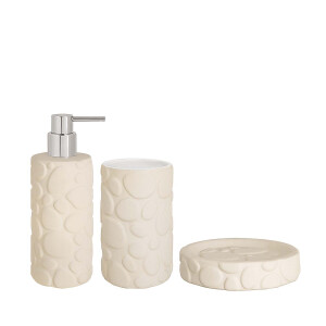 AWD Interior Ceilon Badezimmer-Set 3-teilig beige aus Porzellan