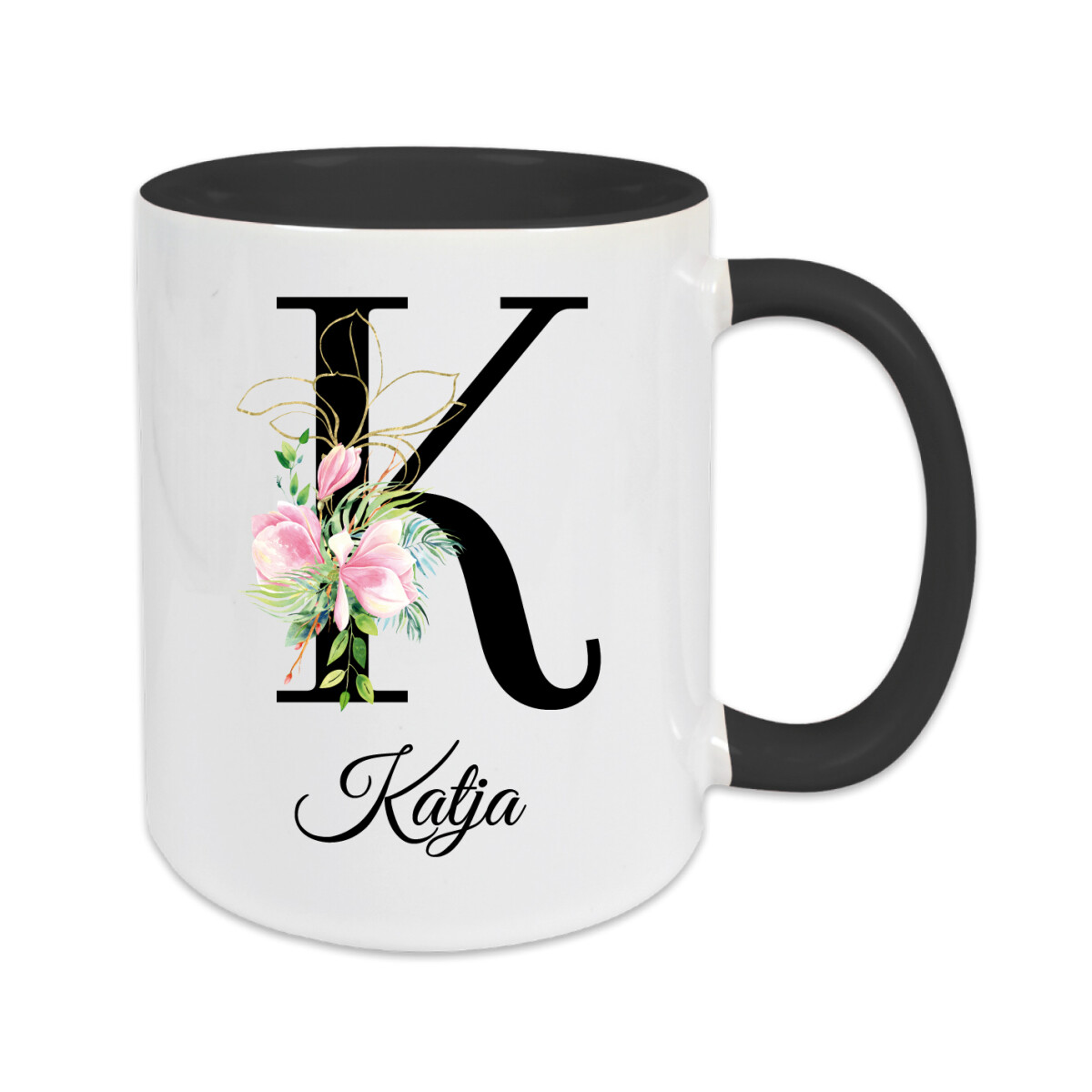 Personalisierte Keramiktasse mit Wunschname, Initiale und Farbauswahl