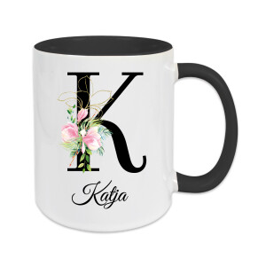 Personalisierte Keramiktasse mit Wunschname, Initiale und Farbauswahl