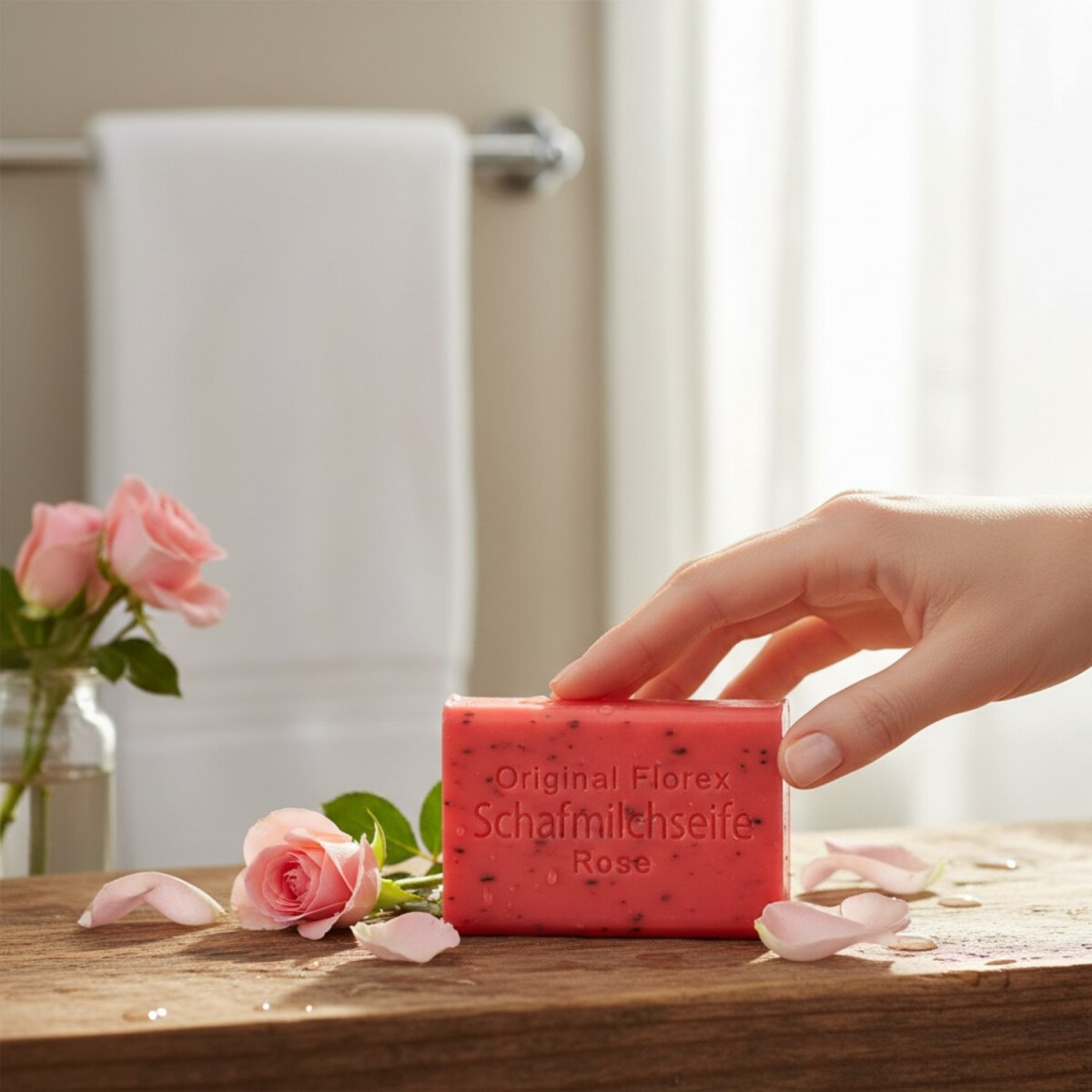 Florex Schafmilchseife Rose mit Bl&uuml;ten 100 g