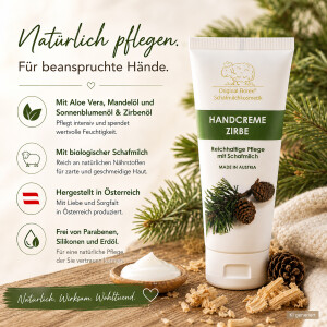 Florex Handcreme Zirbe mit zus&auml;tzlichen Informationen