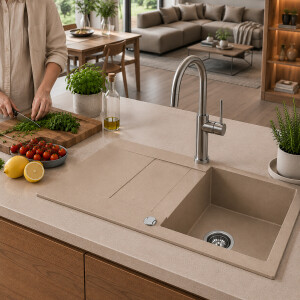 Sp&uuml;le Waterfall 40 Beige 86 x 43,5 mm