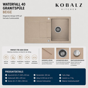 Sp&uuml;le Waterfall 40 Beige 86 x 43,5 mm