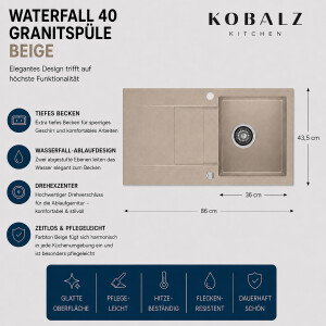 Sp&uuml;le Waterfall 40 Beige 86 x 43,5 mm