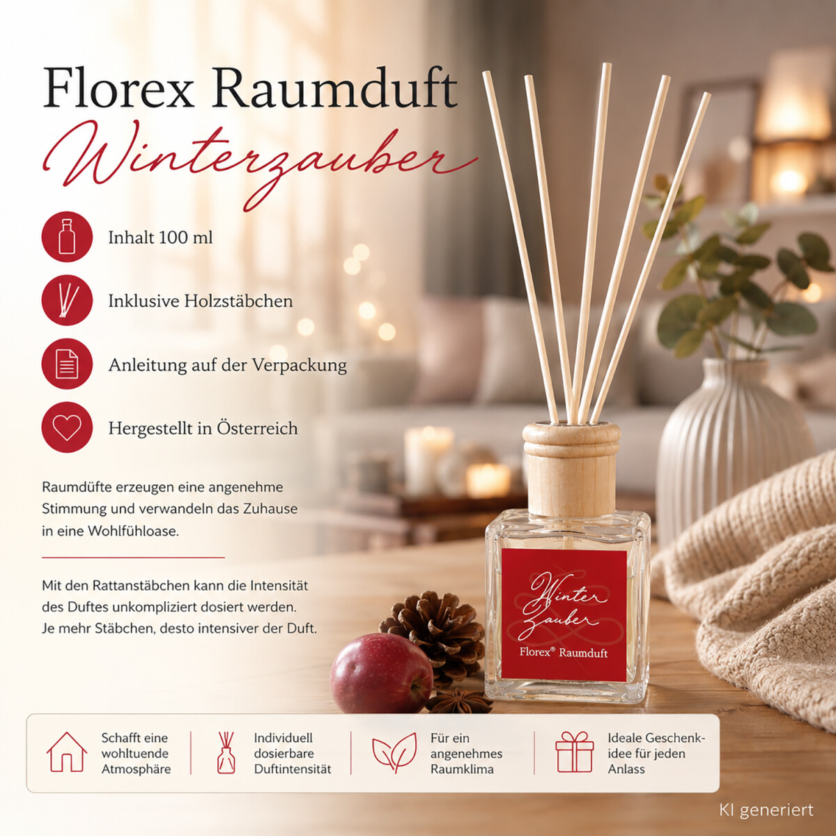 Florex Raumduft Winterzauber 100ml mit St&auml;bchen