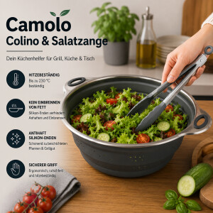 Camolo Salatzange Silikon Edelstahl 23 cm