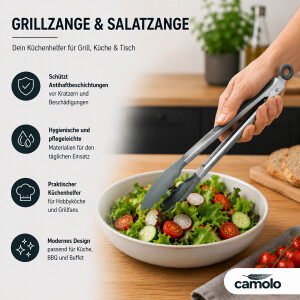 Camolo Grillzange Salatzange Silikon Edelstahl 30 cm