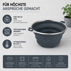 Hochwertiges Faltsieb zum Waschen von Obst und Gem&uuml;se