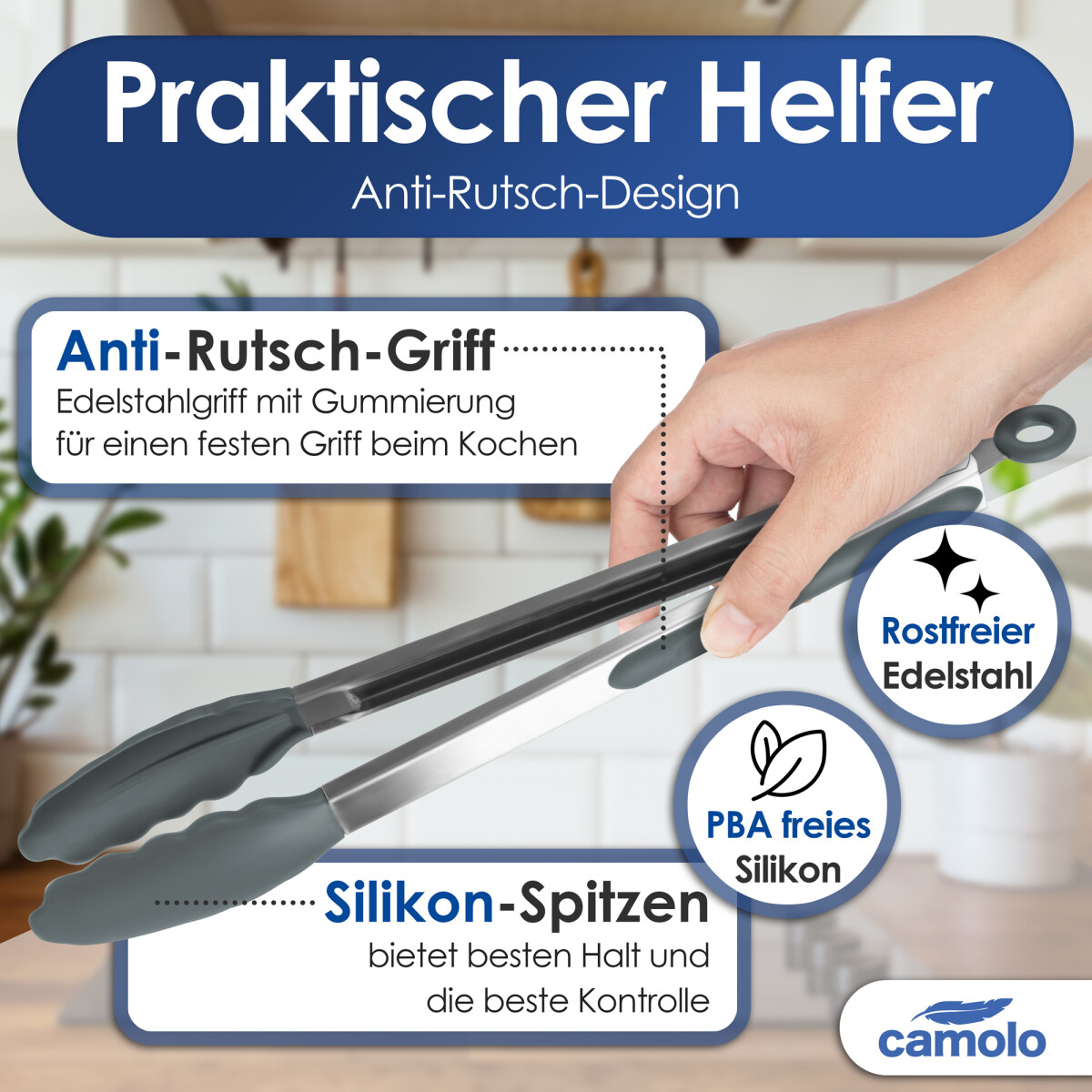 Camolo Zangenset Silikon Edelstahl 23 cm und 30 cm
