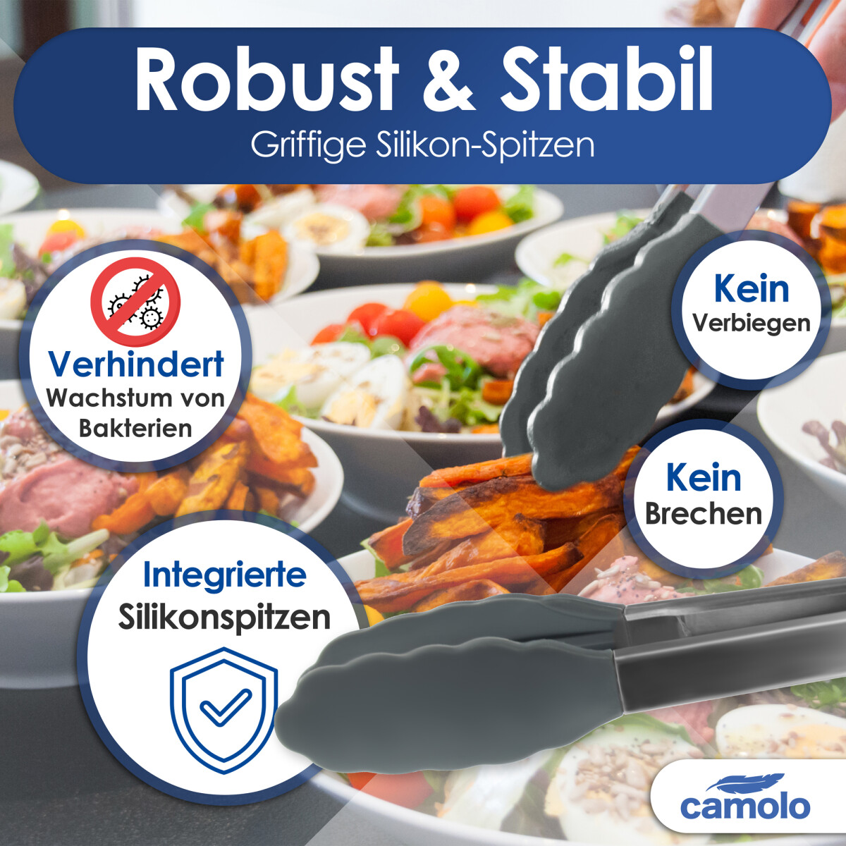 Camolo Zangenset Silikon Edelstahl 23 cm und 30 cm