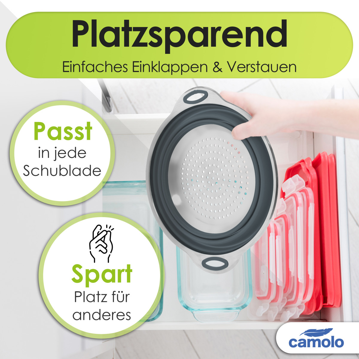 Nudelsieb Faltsieb Silikon &amp; Salatzange
