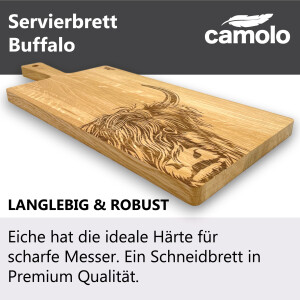 Servierbrett Büffel aus Eiche 48 x 20 cm