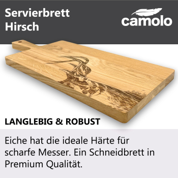 Servierbrett Hirsch aus Eiche mit Wunschnamen 48 x 20 cm