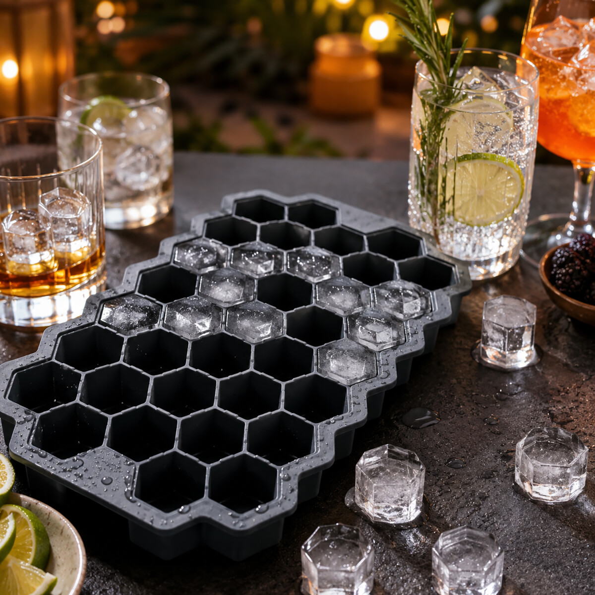 Wabenf&ouml;rmige Silikon Eisform Hexagon Eisw&uuml;rfel