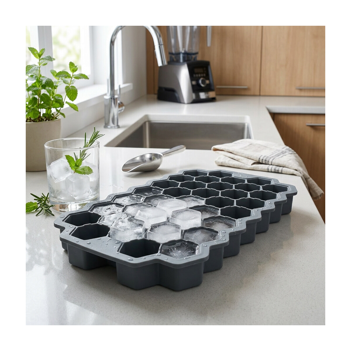 Wabenf&ouml;rmige Silikon Eisform Hexagon Eisw&uuml;rfel