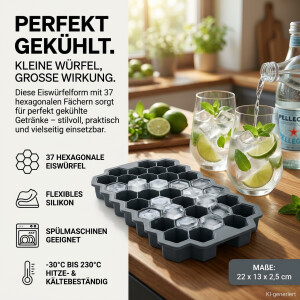 Wabenf&ouml;rmige Silikon Eisform Hexagon Eisw&uuml;rfel