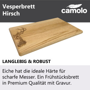 Frühstücksbrett Hirsch Eiche 300 x 200 x 15 mm...