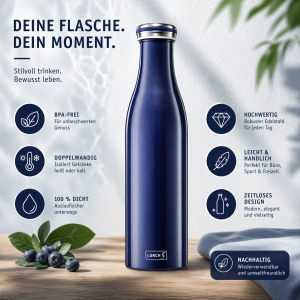 LURCH Isolierflasche 0,75 l Blau Metallic