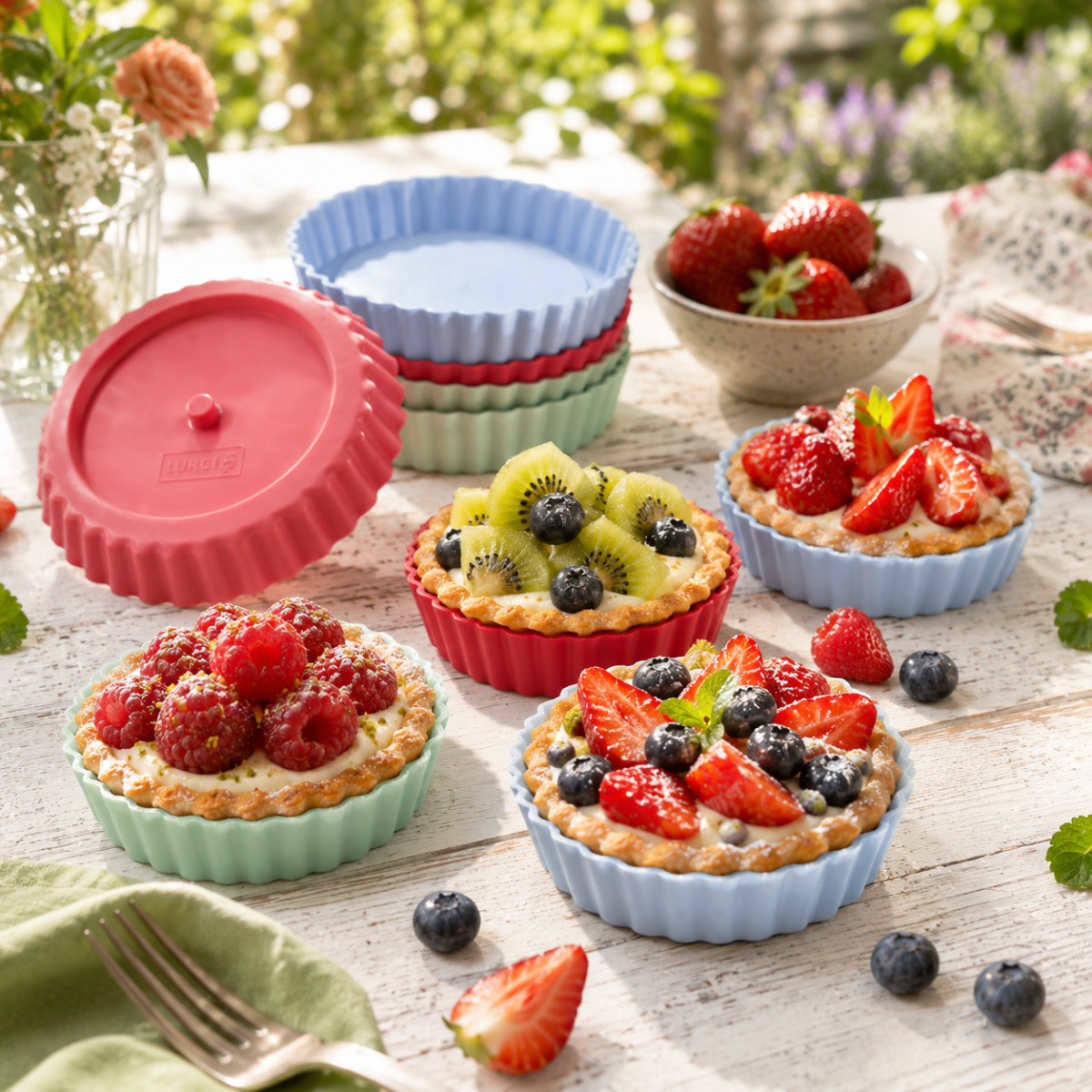 FlexiForm Tortelett Rund Silikon 6er Set Pastelfarben Mix