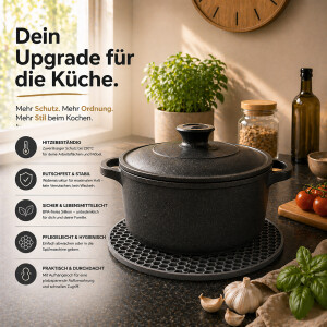Topfuntersetzer Silikon 4er Set Grau &ndash; Hitzebest&auml;ndig &amp; Rutschfest