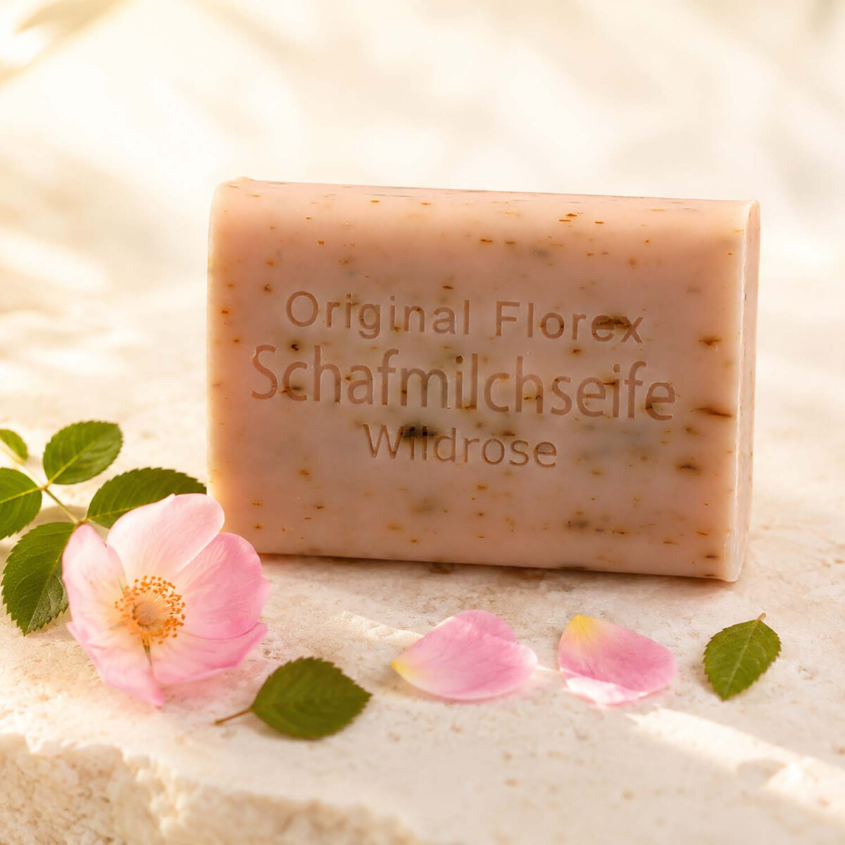 Florex Schafmilchseife Wildrose mit Bl&uuml;ten 100 g