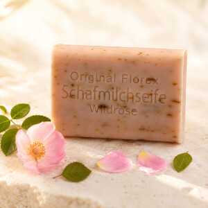 Florex Schafmilchseife Wildrose mit Bl&uuml;ten 100 g