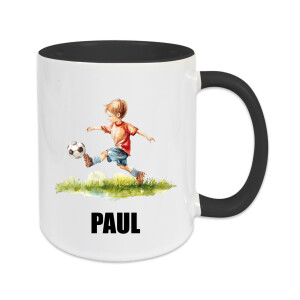 Personalisierte Keramik Tasse Fu&szlig;ball mit Wunschnamen