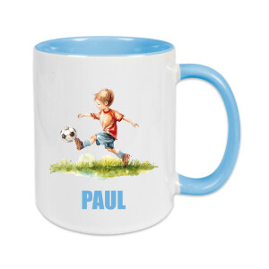Personalisierte Keramik Tasse Fu&szlig;ball mit Wunschnamen