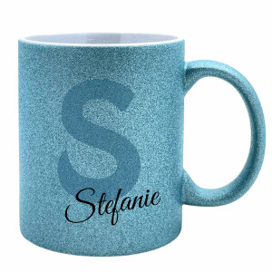 Personalisierte Glitzertasse mit Wunschnamen &ndash; verschiedene Farben