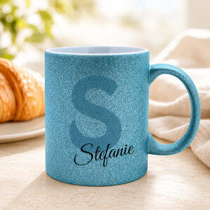 Personalisierte Glitzertasse mit Wunschnamen &ndash; verschiedene Farben