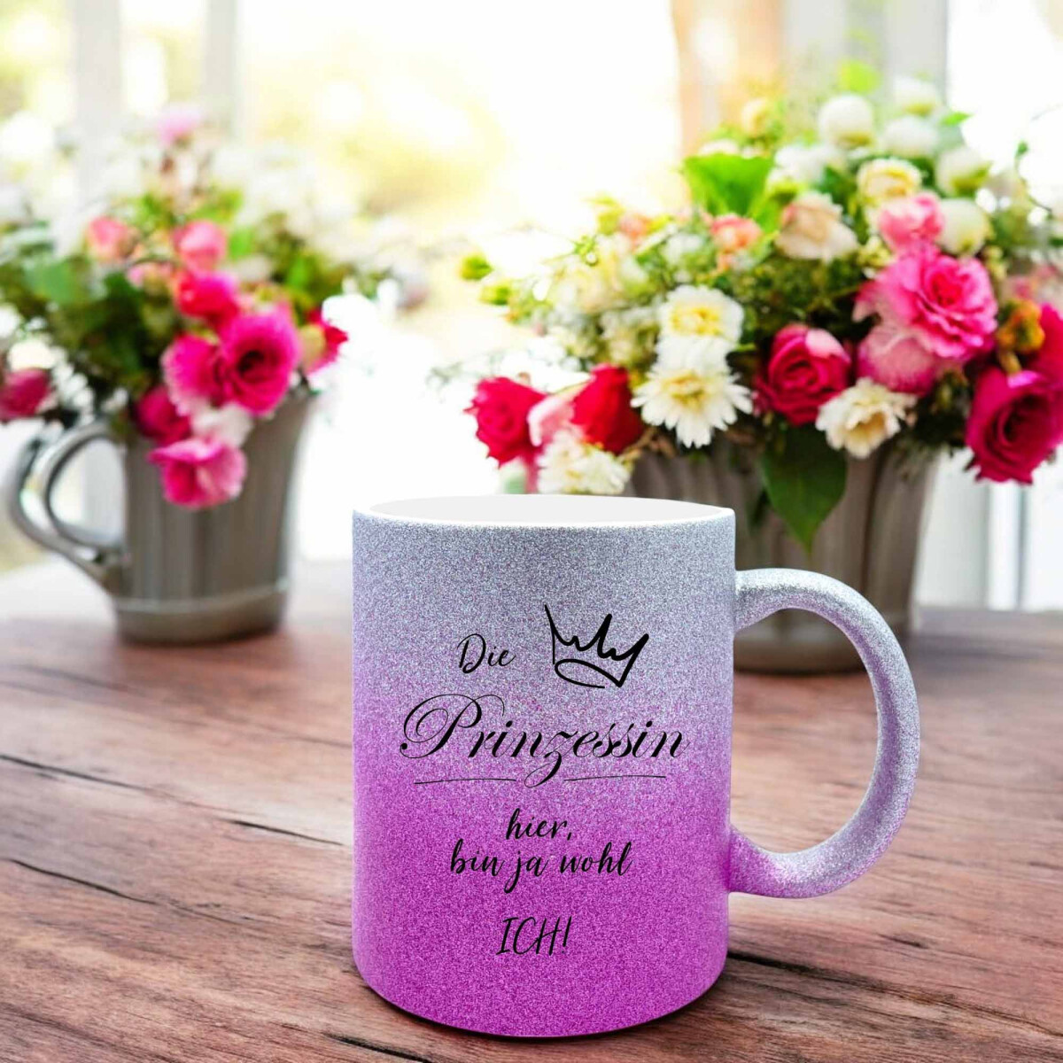 Glitzer Keramik Tasse - Die Prinzessin hier, bin ja wohl ich!